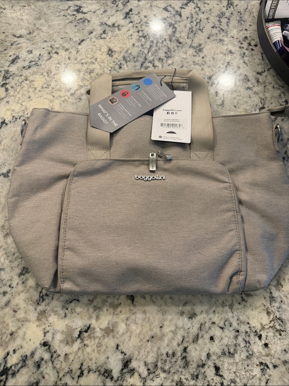 Baggallini Beige Taupe Tote with Front Pocket